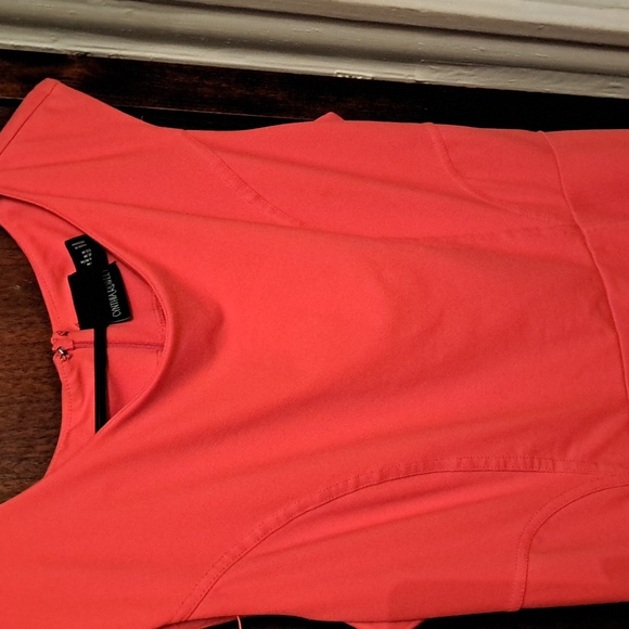 Cynthia Rowley woman's size med red rounded neck fitted Scuba midi dress - Picture 3 of 5